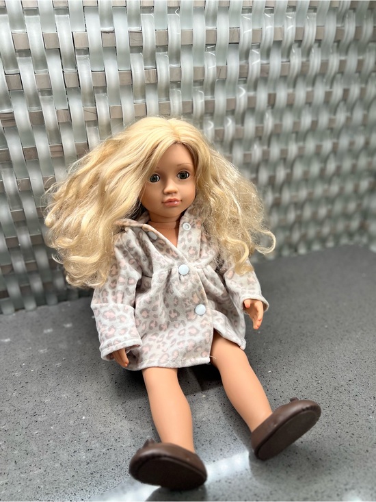 Other - Blonde-Haired Doll with Pink Leopard Hooded Coat - Kids Toys